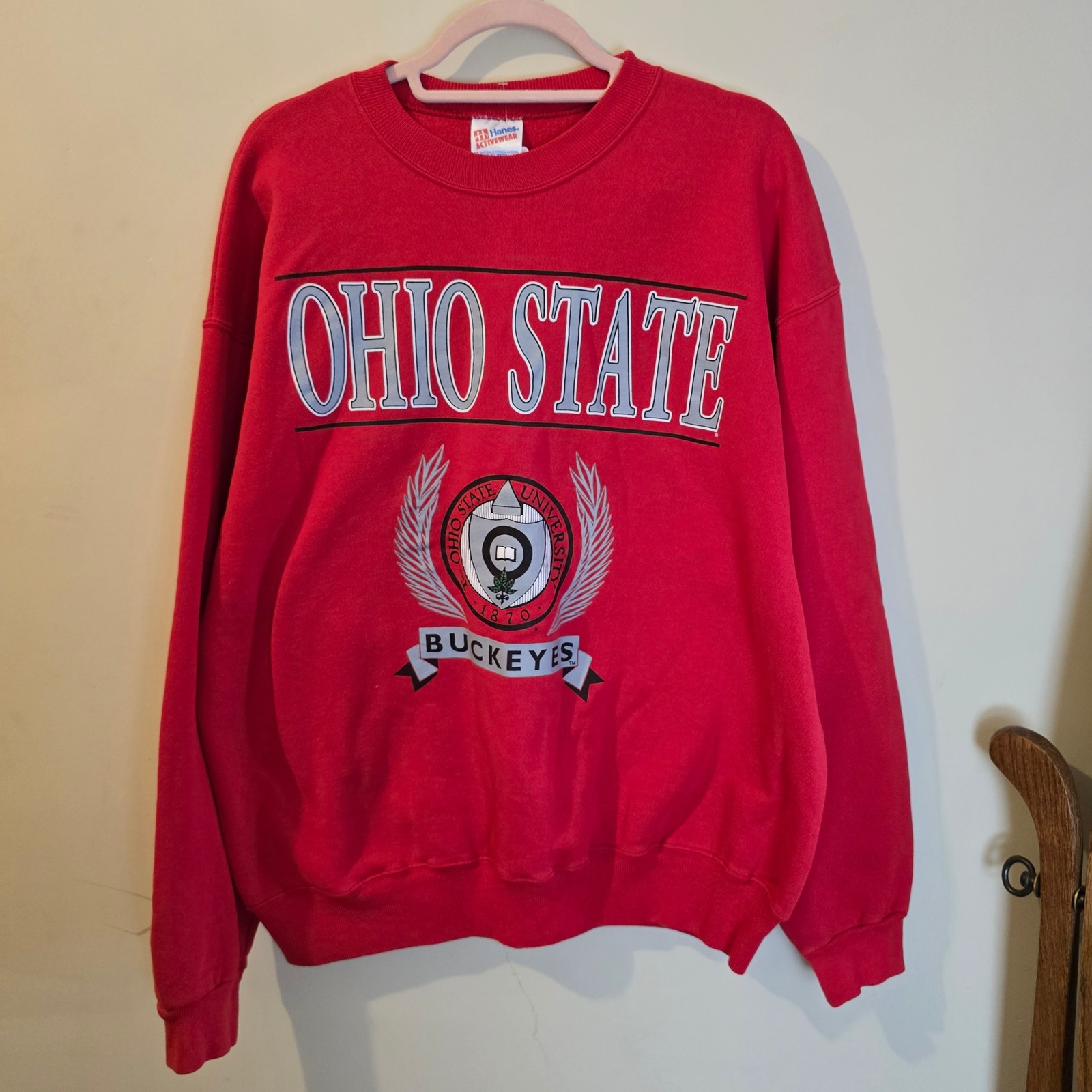 Vintage Hanes Ohio State Buckeyes Sweatshirt Red Xxl Crewneck Made In Usa 90s — image 2 of 6